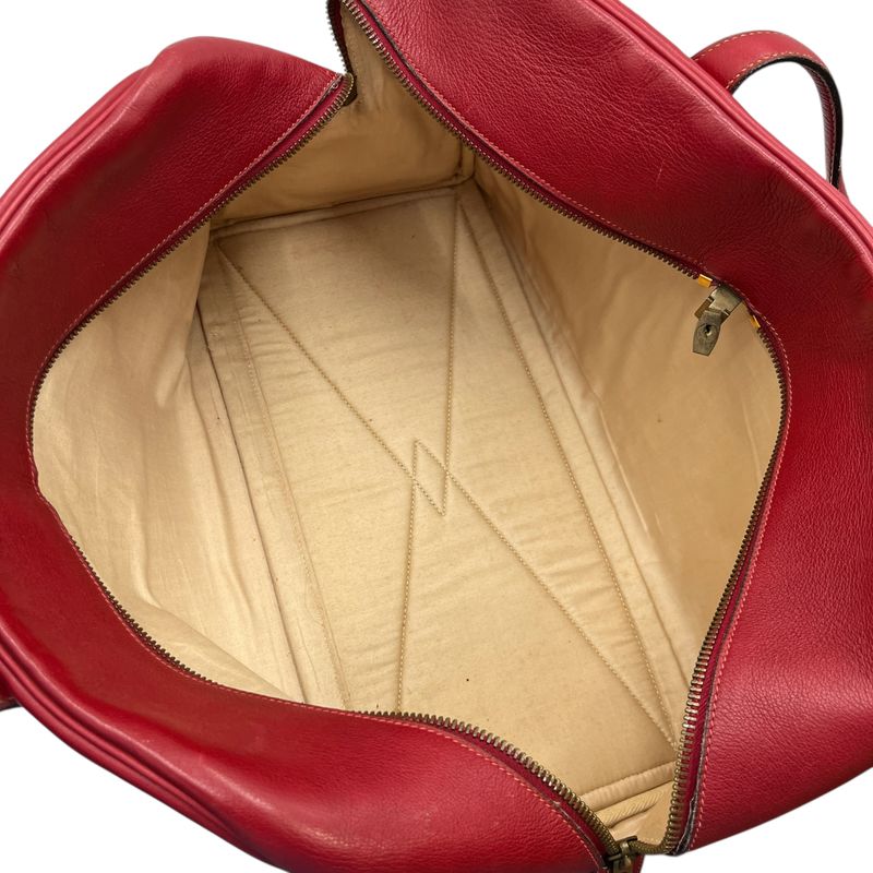 Hermes Boston Bag Leather Victoria Bow Ring Bag Rouge Red