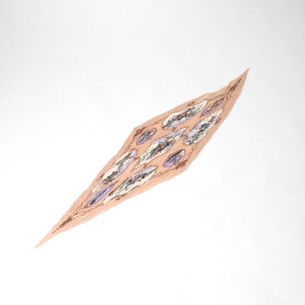 Hermes Pleated Carré Pleated Scarf Mughal Dynasty Horse Scarf Hermes Pink Beige