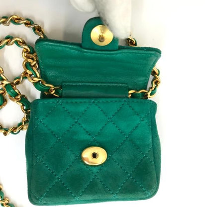 Chanel Suede Mini Chain Shoulder Bag Green