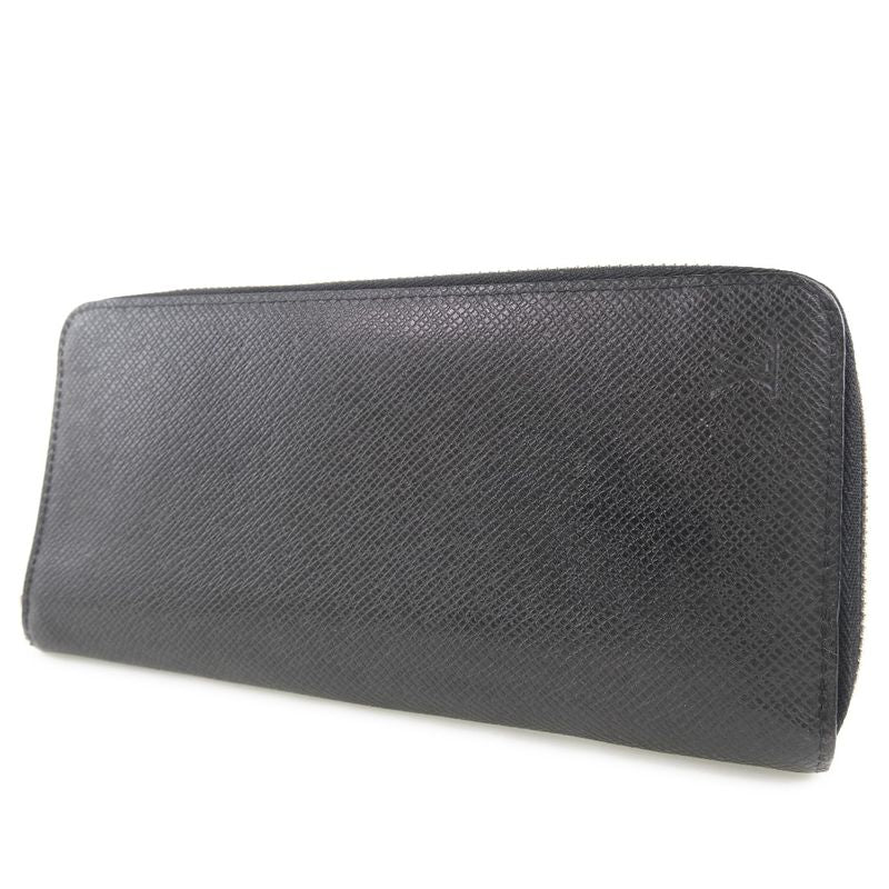 Louis Vuitton Zippy Wallet Vertical M32822 Taiga Black Ca1103 Unisex Long Wallet
