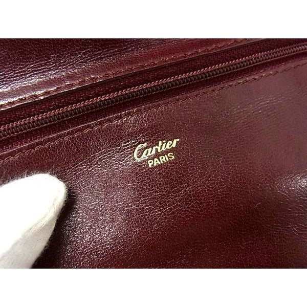 Cartier Clutch Bag Must Line Travel Jewelry Case Bordeaux Leather Long — view 2
