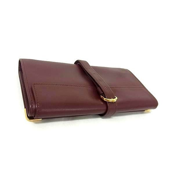 Cartier Clutch Bag Must Line Travel Jewelry Case Bordeaux Leather Long — view 3