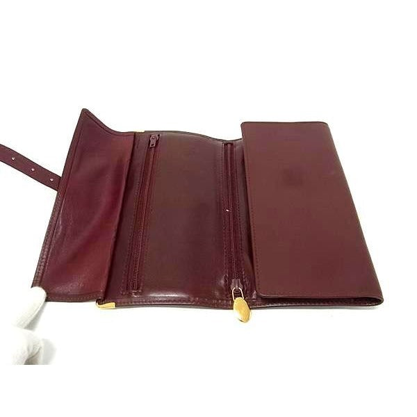 Cartier Clutch Bag Must Line Travel Jewelry Case Bordeaux Leather Long — view 4