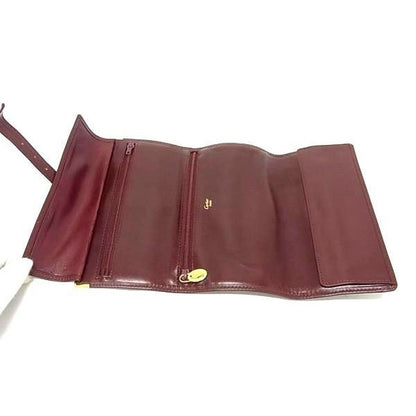 Cartier Clutch Bag Must Line Travel Jewelry Case Bordeaux Leather Long — view 5
