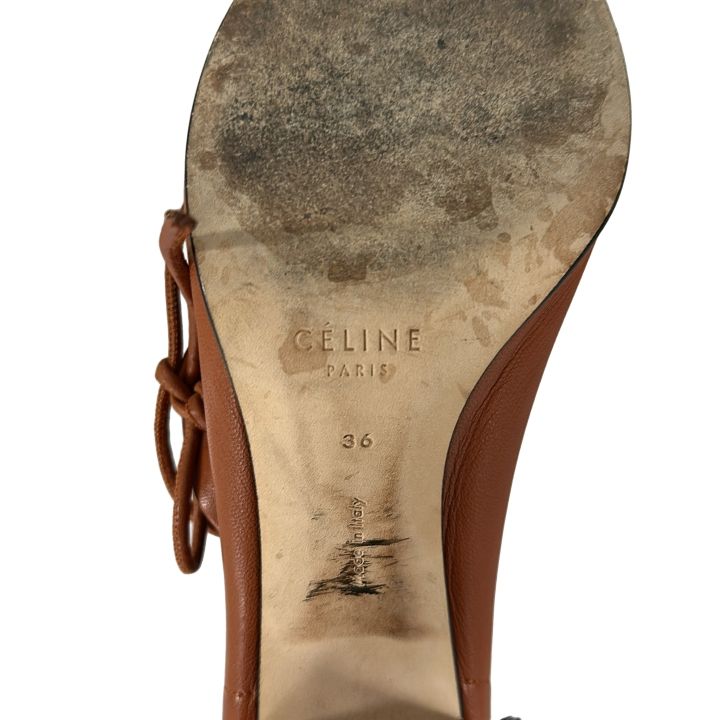 Celine ③ Leather Short Boots Women's Brown 36