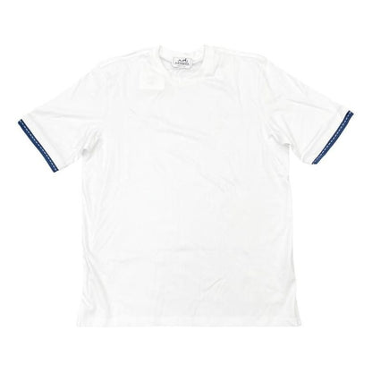 Hermes Short Sleeve T-Shirt Stitching Size S Cotton White Blue