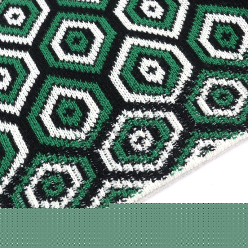 Prada 2022 Umb429 30% Cashmere Mockneck Jacquard Knit With Triangle Patch Green