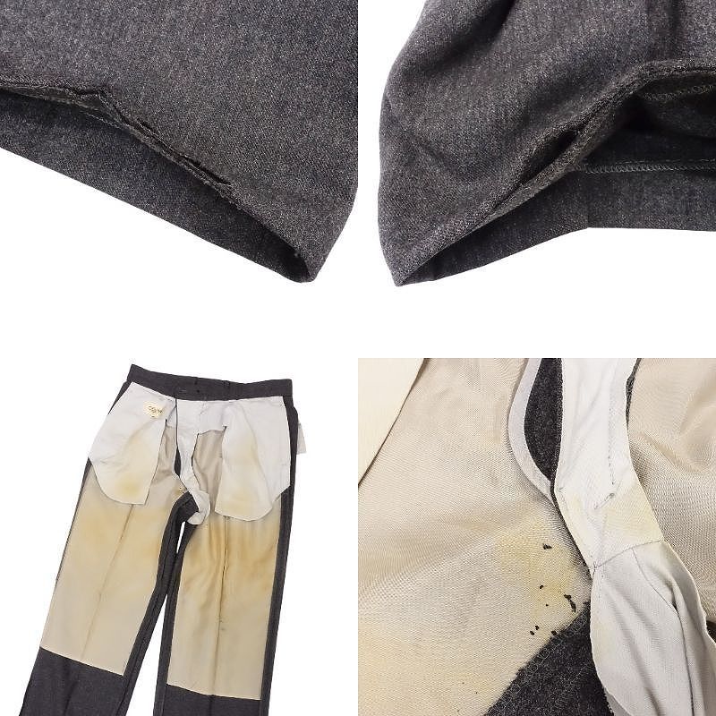 Old Celine Slacks 2 Tuck Pants One Point Logo Triomphe Wool Bottoms Size 88
