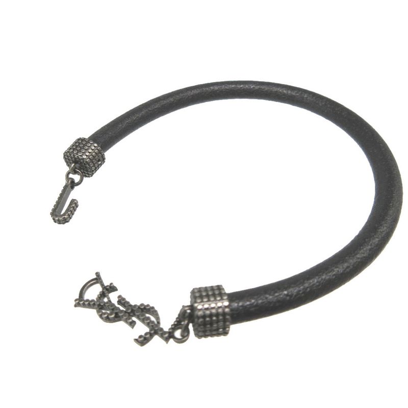 Saint Laurent Paris Logo Leather Black Bracelet 1380 Saint Laurent Paris