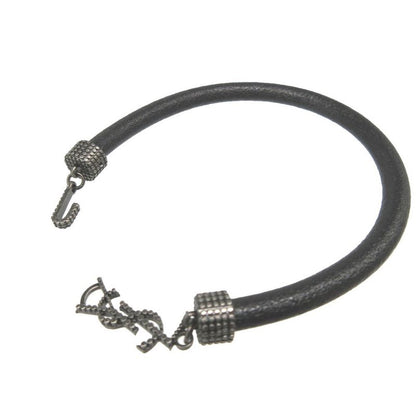 Saint Laurent Paris Logo Leather Black Bracelet 1380 Saint Laurent Paris