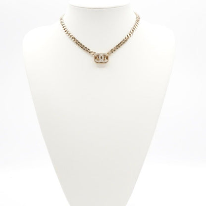Chanel Necklace Pendant Choker Gold Coco Mark Rhinestone