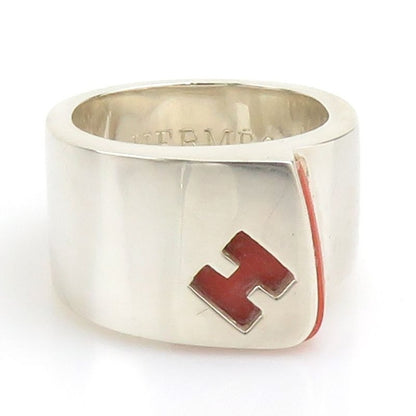 Hermes Charniere Rouge Silver Ring
