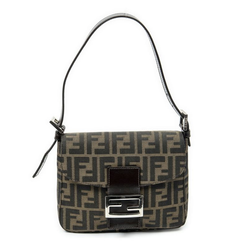 Fendi Square Flap Tongue Dark Brown Zucca Canvas