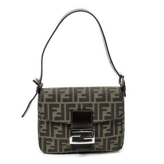 Fendi Square Flap Tongue Dark Brown Zucca Canvas