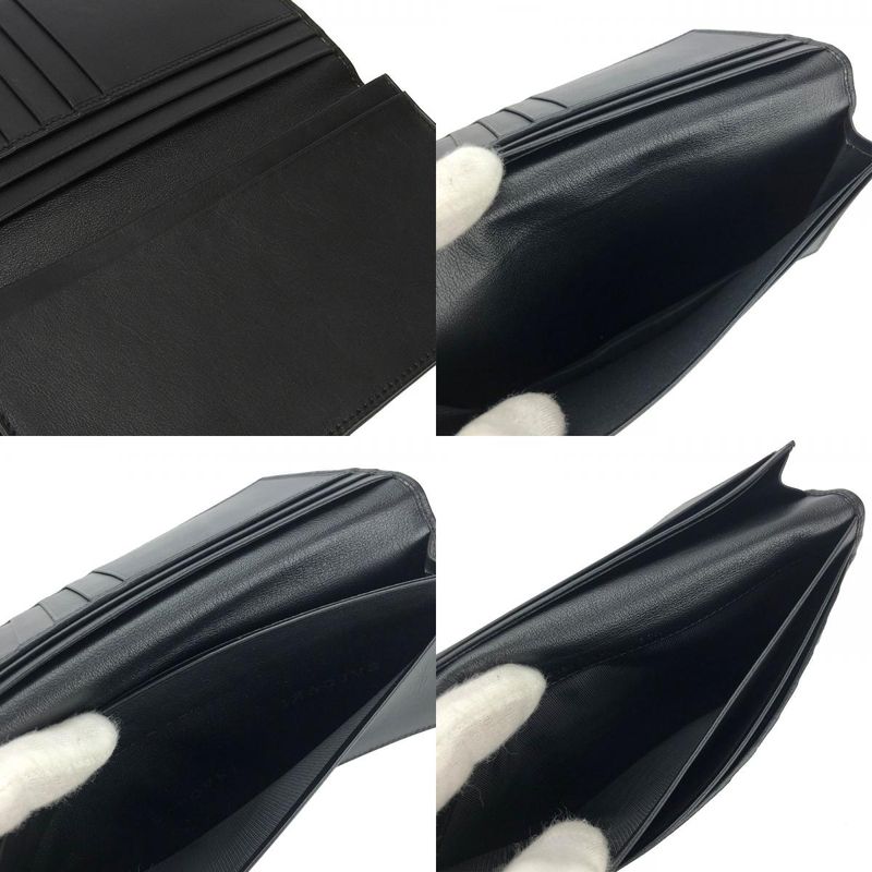 Bvlgari Long Wallet Leather Black Fold Long Billfold Change Purse None Men