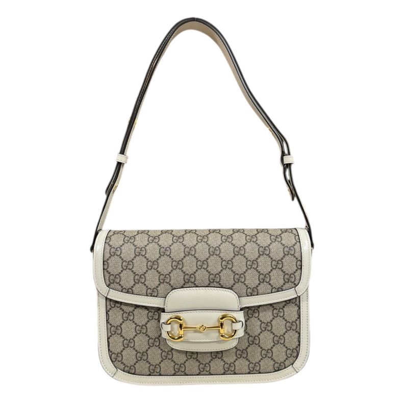 Gucci Medium Horsebit 1955 Shoulder Bag GG Supreme Canvas 602204 Beige Ladies