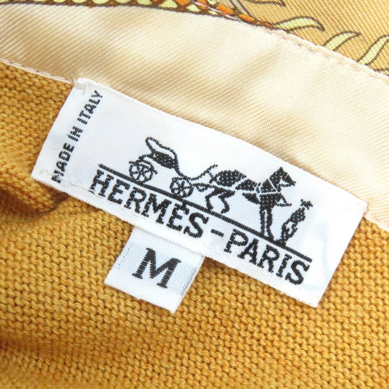 Hermes Vintage 100% Silk Cashmere Blend Twill Raine H Logo Button Short Sleeve