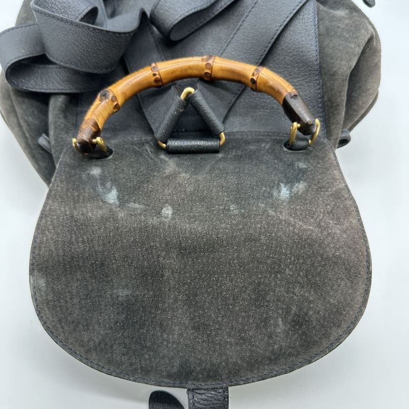 Gucci 003 2058 0016 Backpack Bamboo Suede Gray Daypack Suede Women