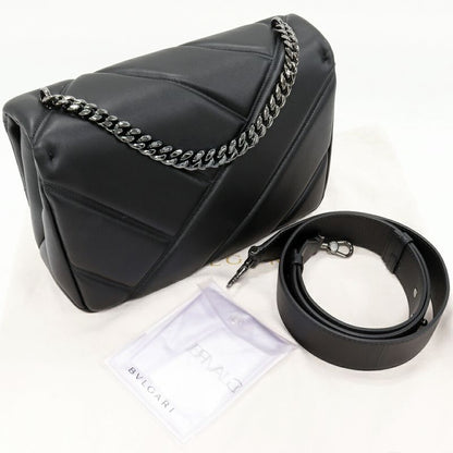 Bulgari Shoulder Bag Handbag Serpenti Cabochon Medium Crossbody Bag Calf Black