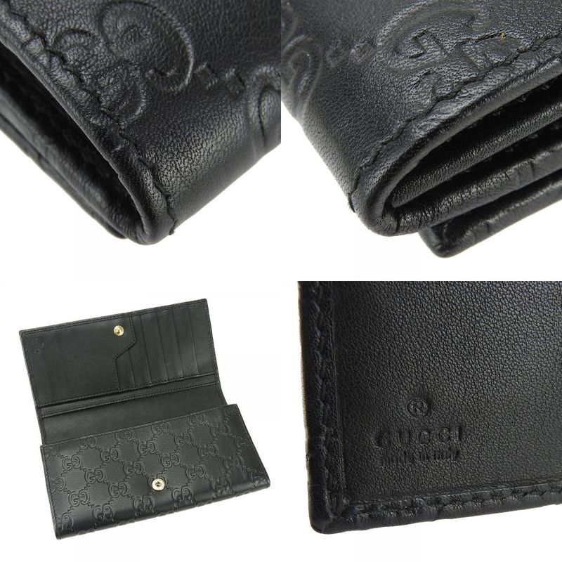 Gucci Long Wallet 244946 Guccissima Cima Leather Black Gold Hardware Everyday