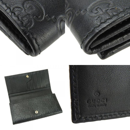 Gucci Long Wallet 244946 Guccissima Cima Leather Black Gold Hardware Everyday