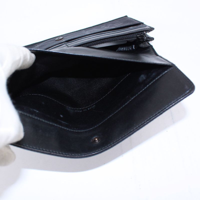 Chanel New Travel Line Leather X Nylon Black Wallet Black A15788