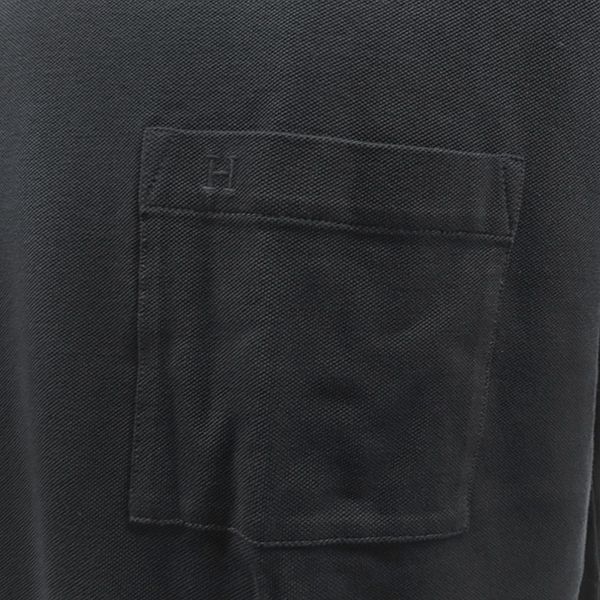 Hermes Short Sleeve T-Shirt H Embroidered T-Shirt Cotton Black L Black [box