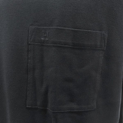 Hermes Short Sleeve T-Shirt H Embroidered T-Shirt Cotton Black L Black [box
