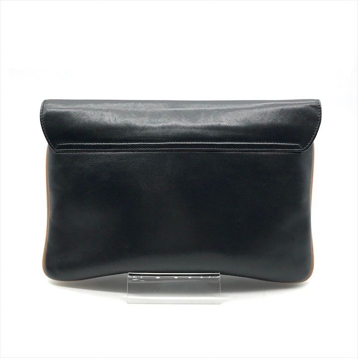 Celine Carriage Vintage Leather Clutch Black