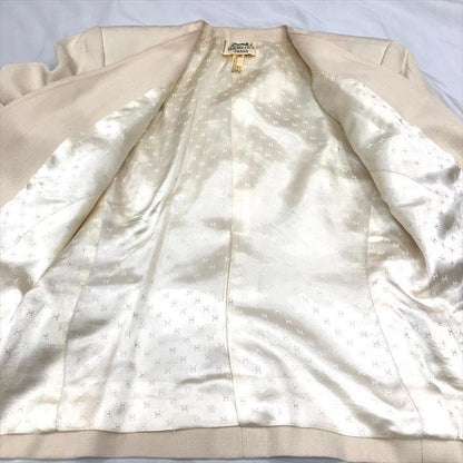 Hermes Jacket Silk Set Skirt Top and Bottom Set Suit Beige