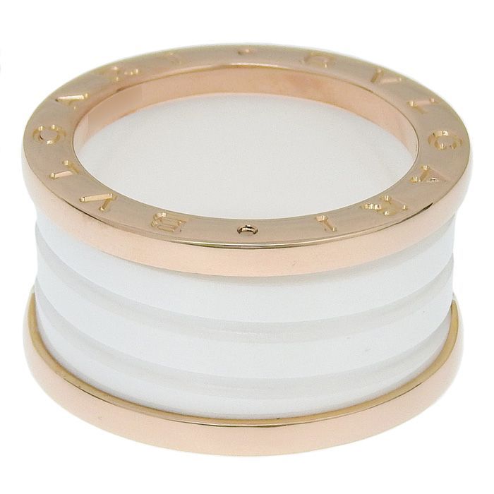 Bvlgari Bulgari B-zero1 4 Band Ring 18K Pink Gold CE 750 Pink Gold Ceramic #53