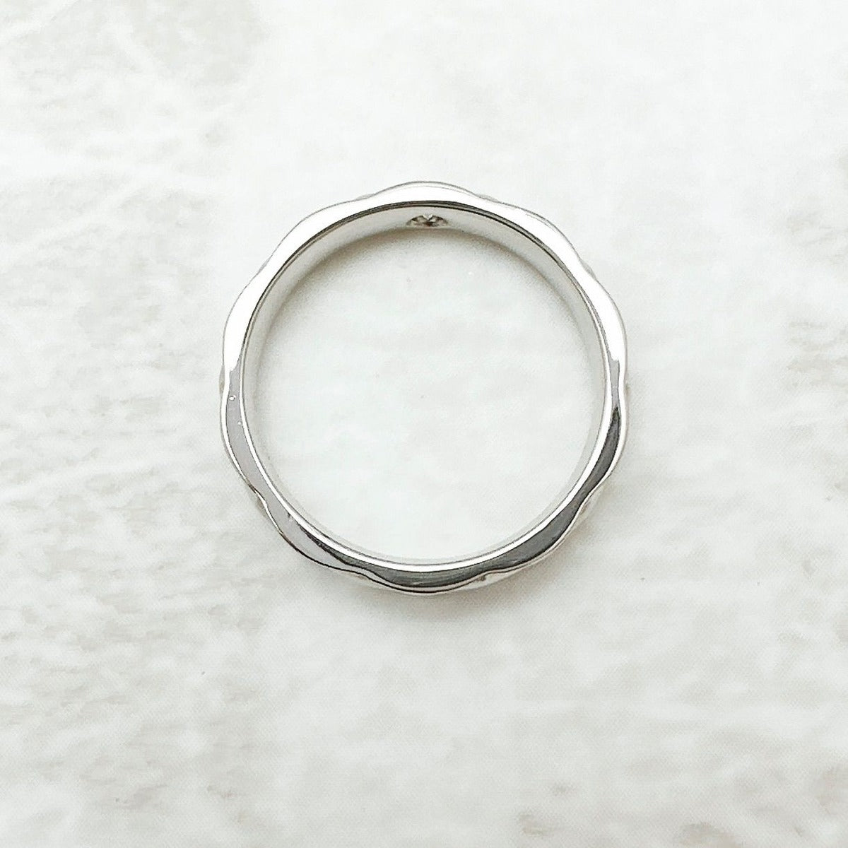 Chanel Quilted Diamond Platinum Ring 49