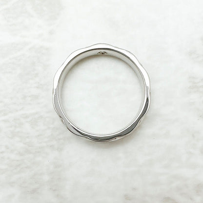 Chanel Quilted Diamond Platinum Ring 49