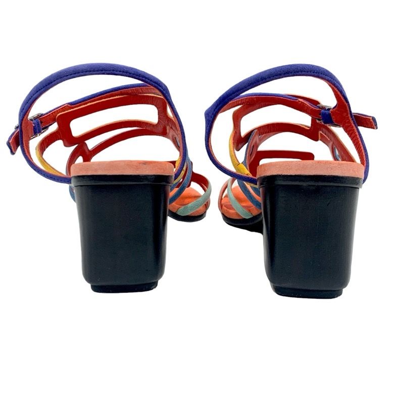 Hermes Sandals Shoes Suede Multicolor Square