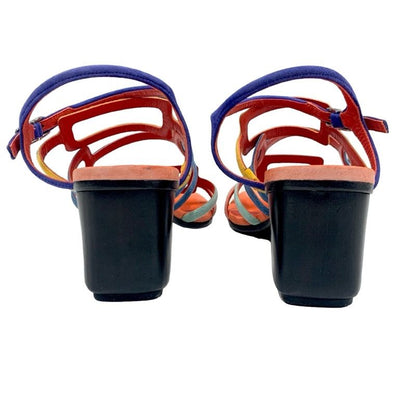 Hermes Sandals Shoes Suede Multicolor Square