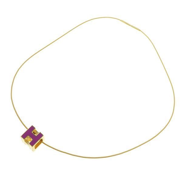 Hermes Cage de Ash Cube Necklace Gold Plated