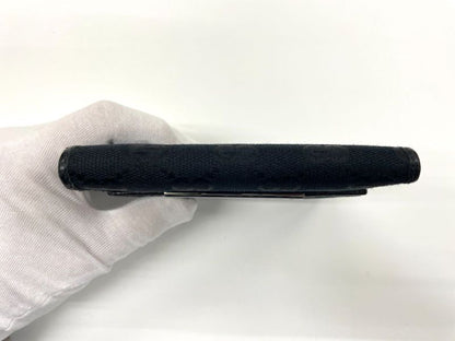 Gucci GG Canvas Leather Compact Wallet Bifold Wallet Double Hook 112664 Navy