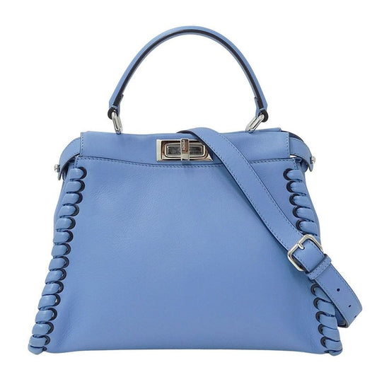 Fendi Bag Shoulder 2-Way Leather Pea Cub Regular Blue