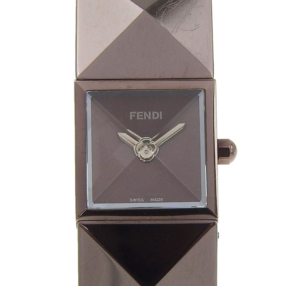 Fendi Pyramid Stainless Steel Quartz Analog Display Brown Dial Watch
