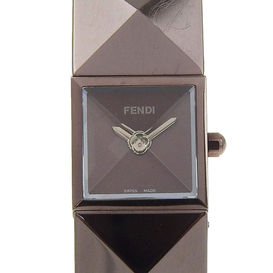 Fendi Pyramid Stainless Steel Quartz Analog Display Brown Dial Watch