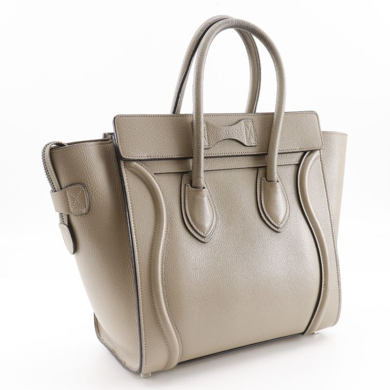 Celine Luggage Micro Shopper Leather Beige Women's Handbag