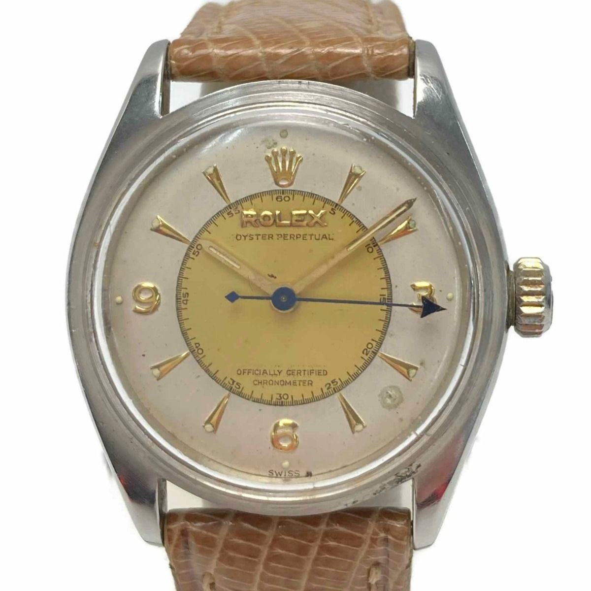 Rolex Oyster Perpetual Bubble Back Gold Silver Watch