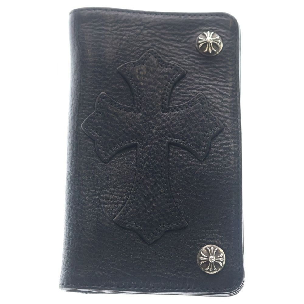 Chrome Hearts Cross Patch 1 Zip Button Leather Wallet with