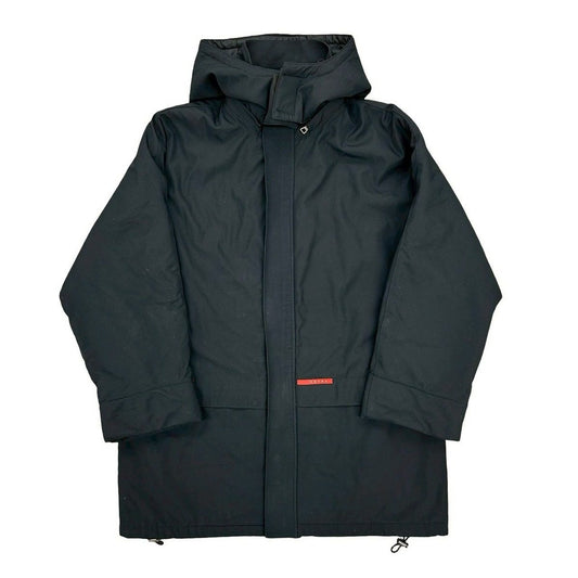 Prada Sports Logo Polyester Spandex Hooded Zip Up Jumper Jacket Black