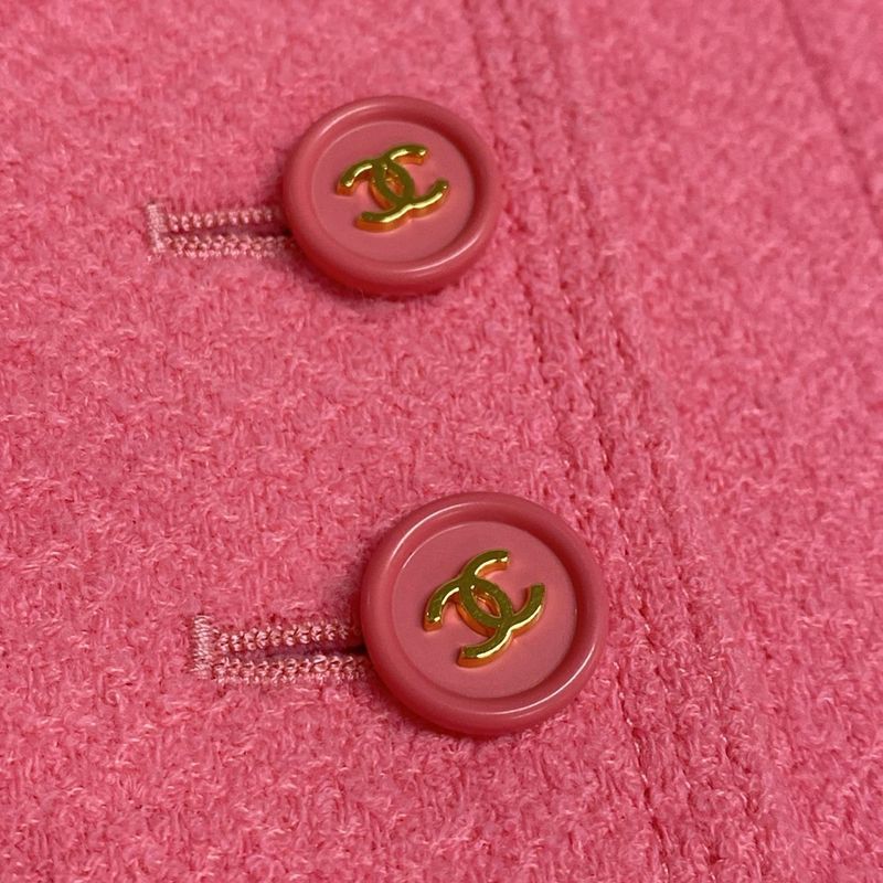 Chanel Jacket Size 36 S Ladies - P07349 Pink Long Sleeves / Coco Mark Buttons /
