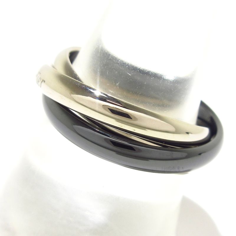 Cartier 3 Rings 59 Trinity 18K White Gold×black