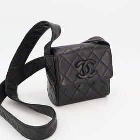 Chanel Matelasse Coco Mark Shoulder Bag Leather Black