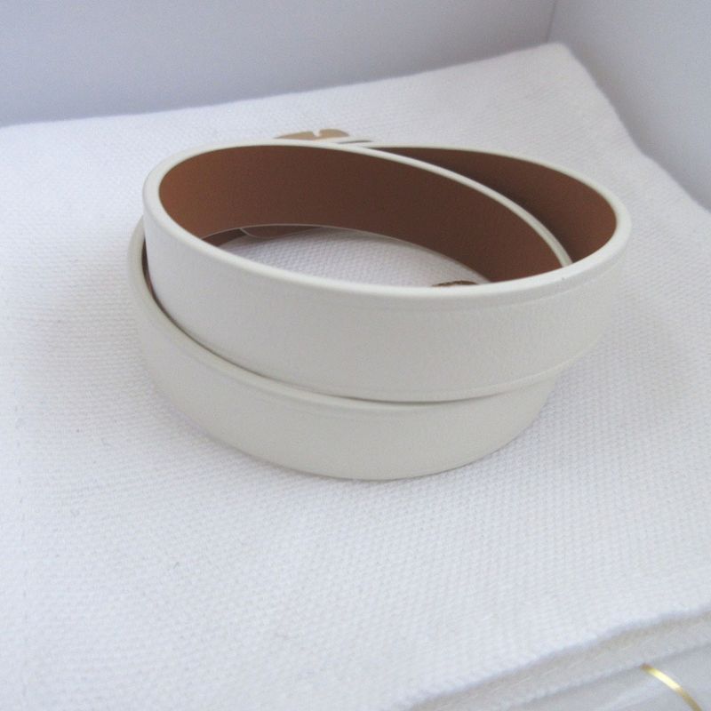 Christian Dior 30 Montaigne B1760 M Size Leather Ivory White Double Bracelet
