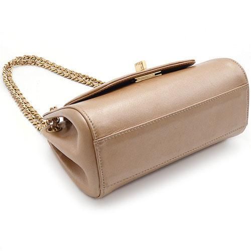 Chanel Chocobar 255 Double Leather Beige Handbag Gold