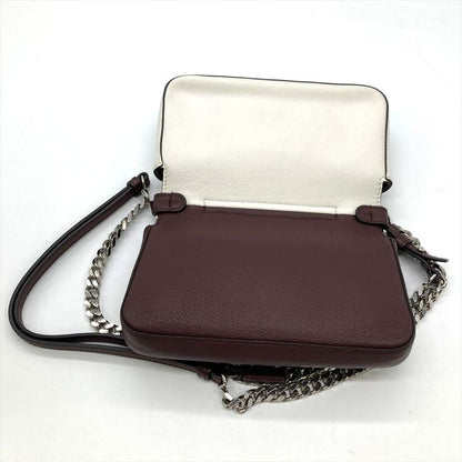 Fendi Double Micro Baguette Shoulder Bag Leather 8m0371 Bordeaux Silver